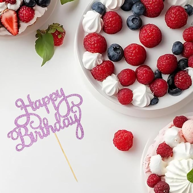 1 PCS Pink Birthday Cake Topper Happy Birthday Cake Toppers Happy Birth Cake Decorations Girls Women's Celebrating Anniversary Birthday Party Decorations