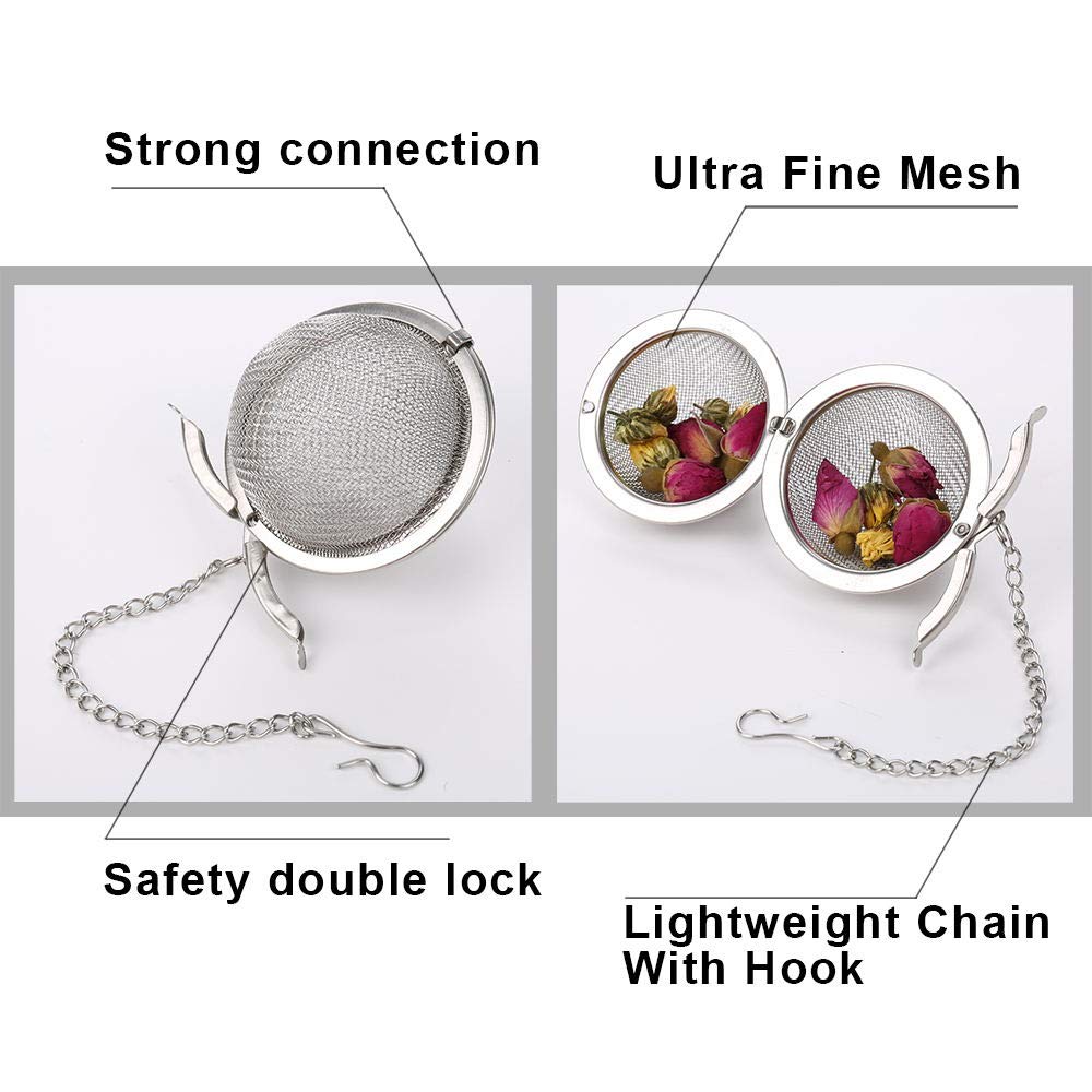 2Pcs Stainless Steel Tea Infuser Strainer, 2.04 Inch Fine Mesh Ball