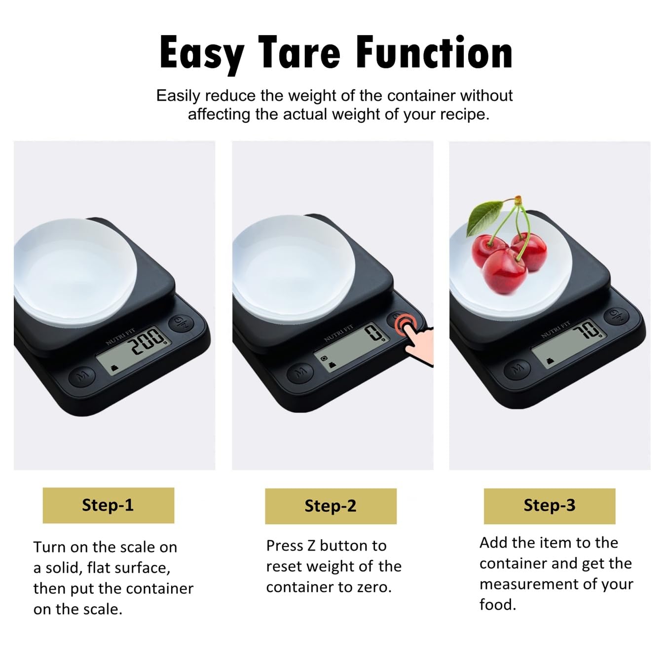 NUTRI FIT Food Scale Small Digital Kitchen Scales Weight Grams Ounces Black