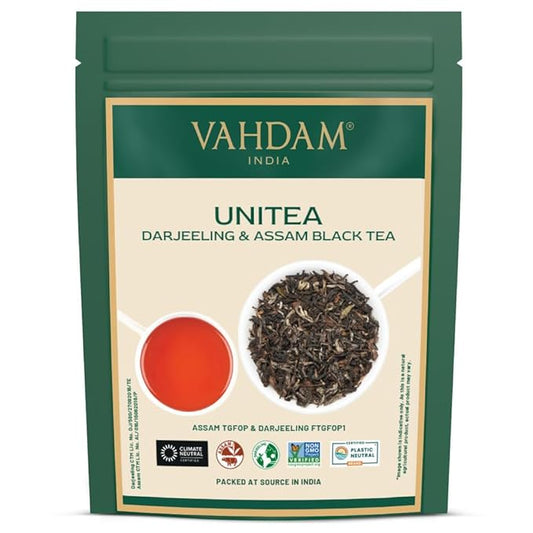 VAHDAM, UNITEA Black Tea Leaves +170 Cups,12oz | Blend Of Darjeeling & Assam Tea | ROBUST & FLAVORY Black Loose Leaf | Unblended Single Origin Tea | Vacuum Sealed Pack