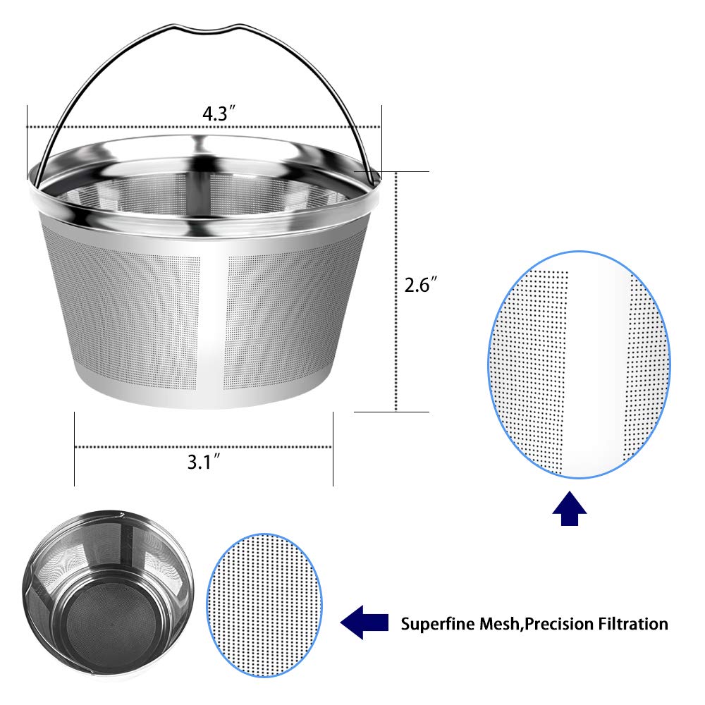 Reusable Stainless Steel Coffee Filter, Fits Mr Coffee 8-12 Cup