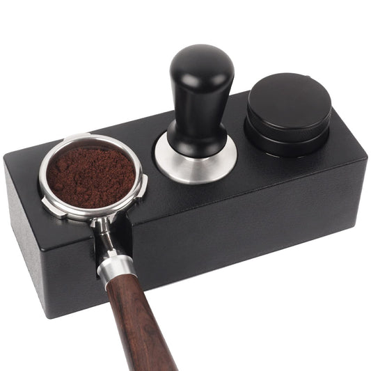 Ezebesta 54mm-58mm Tamper Station Anti-Slip Espresso Black Tamping Stand Solid Holder for