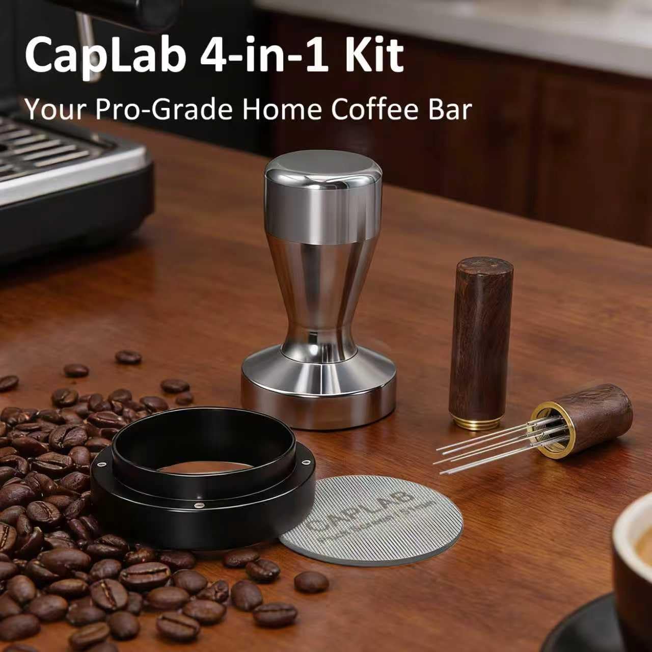 CapLab 51mm Espresso Accessories Kit, Espresso Tamper Set with WDT Tool, Coffee Tamper, Puck