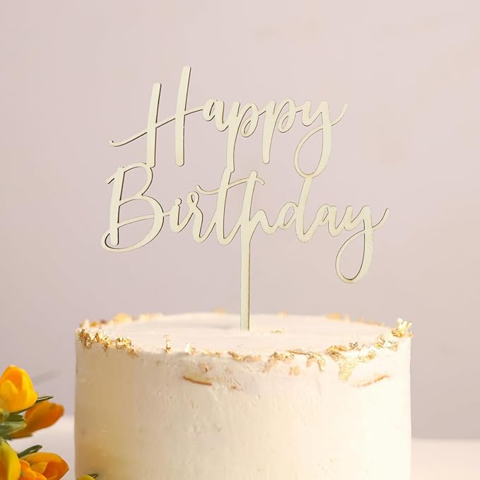Wooden Happy Birthday Cake Toppers, Birthday Party Decoration Supplies, Premium Quality Decoration (Design 01)