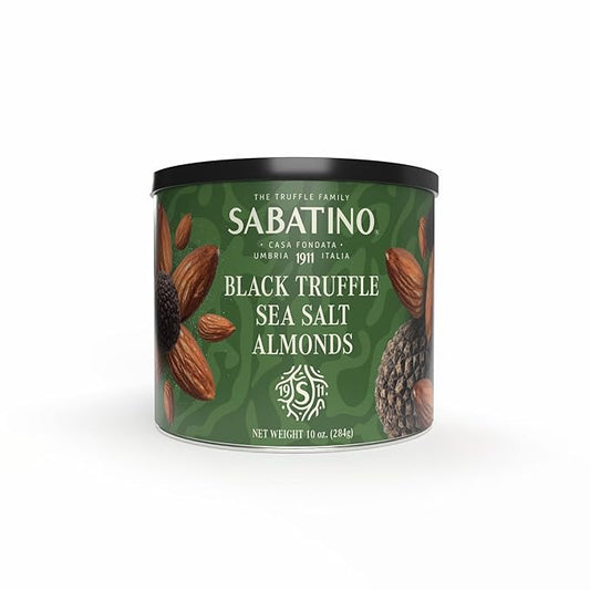 Sabatino Black Truffle Sea Salt Almonds ??Gourmet Roasted Almonds with Black Truffle & Sea Salt, Premium Snack, Keto-Friendly, 10 oz