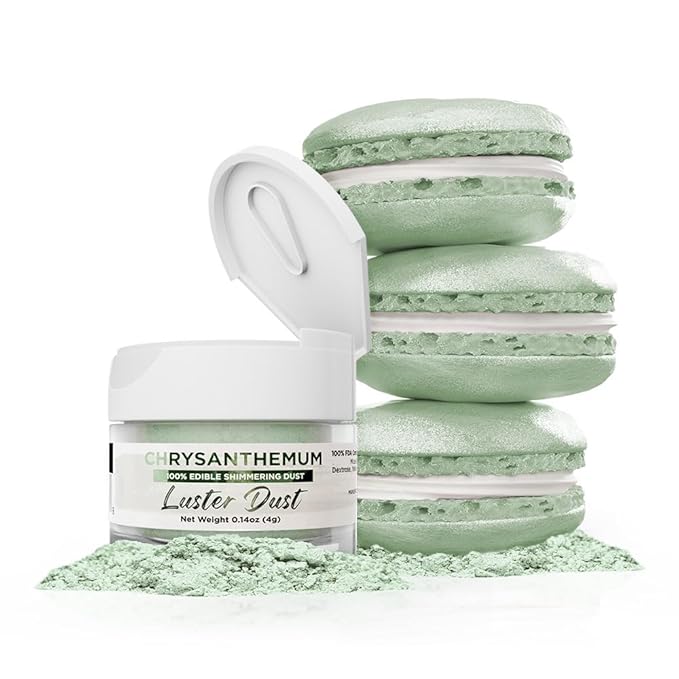 Luster Dust - Chrysanthemum Green (4g 1x Jar) | Edible Vegan Dust & Paint for Cake Decorating, Ice Cream, Desserts, Cocktails and Beverages by Bakell