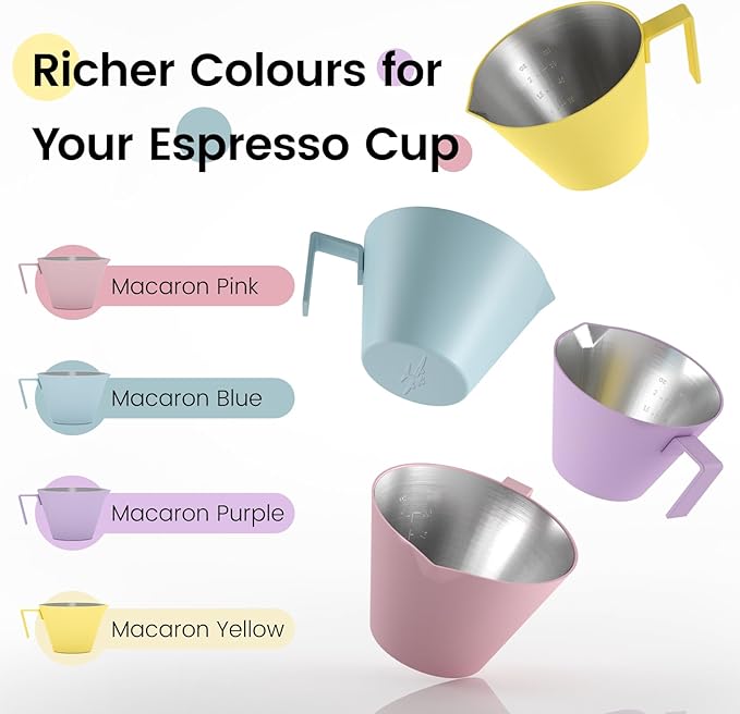 MHW-3BOMBER Espresso Measuring Cup with 3 oz Sauce Cup Espresso Shot Cup Stainless Steel Pouring Cup for Tomato Sauce|Steak Sauce|Desserts|Beverages| (Yellow) G5740-OS