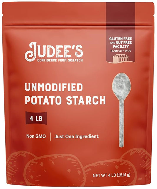 Judee’s Bulk Unmodified Potato Starch 40lb (4lb Pack of 10) - Great for Thickening, Cooking, and Baking - 100% Non-GMO, Gluten-Free, and Nut-Free - Resistant to High Temperatures