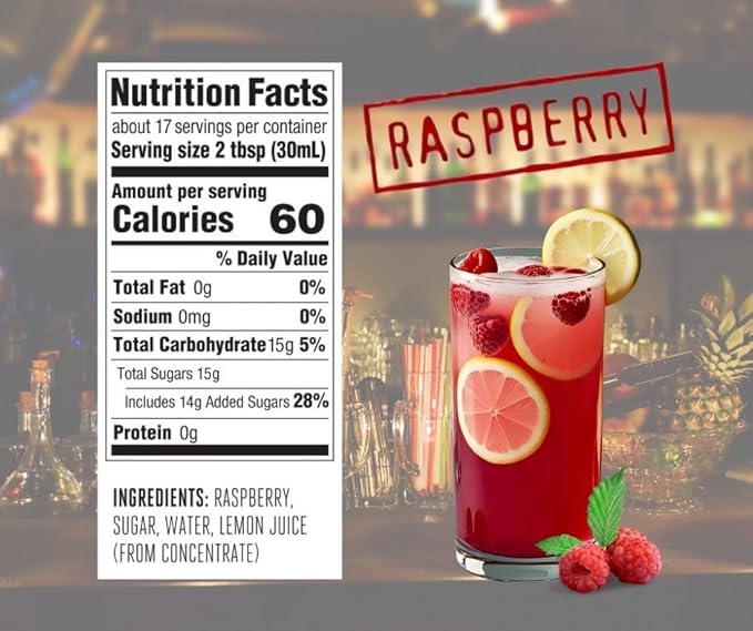 Mayer Hungarian Raspberry Artisanal Syrup ??Award-Winning, All-Natural, Vegan, Over 50% Real Raspberries, Gluten-Free (2 x 16.9oz), Perfect for Coffee & Cocktails, No Artificial Additives (2 Pack)