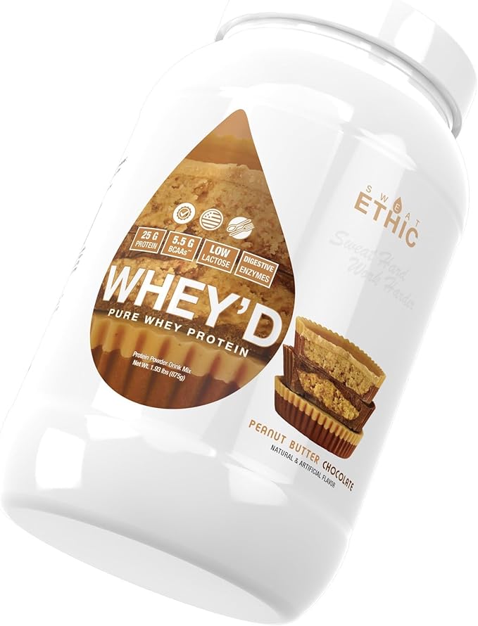 Whey'd Protein Powder, 25G Whey Protein Blend with Concentrate, Isolate & Hydrolysate, Low Lactose & Digestive Enzymes for Easy Mixing, Peanut Butter Chocolate Flavor, 25 Servings