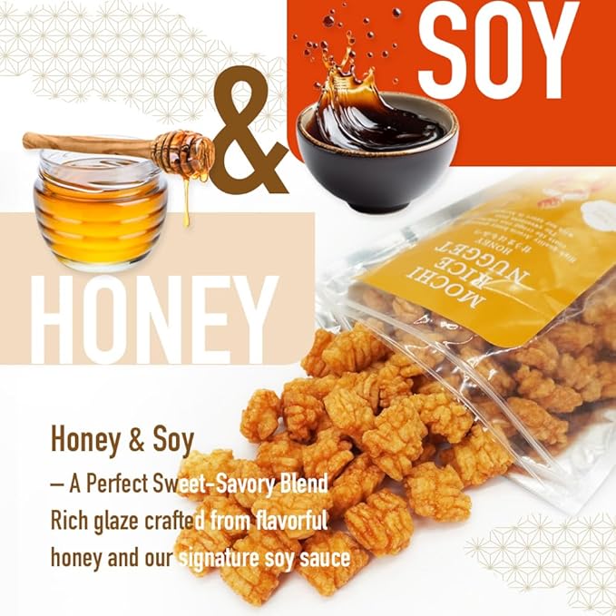 Mochi Rice Nuggets ??Japanese Honey Glazed Crackers, Sweet & Crispy Snack, 140g (4.9oz) NON-GMO Additive-free japanese snacks Crispy rice snacks, Japanese food