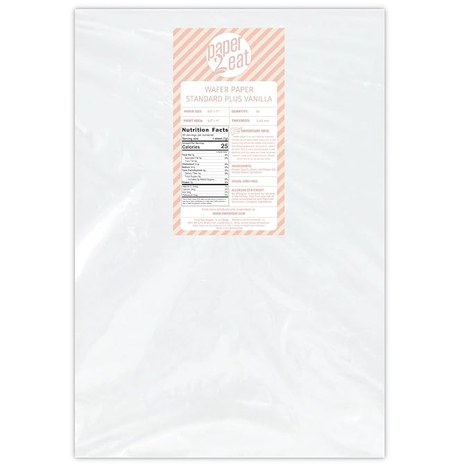 Printable Edible Wafer Paper Sheets from paper2eat (0.40 mm - 50 sheets/Vanilla)