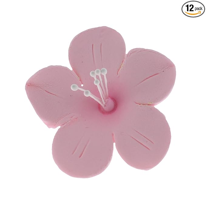 Global Sugar Art Fruit Blossom Sugar Cake Flowers, Pink, 12 Count by Chef Alan Tetreault