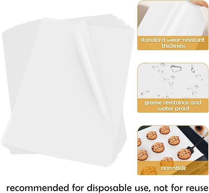 600Pcs Parchment Paper Sheets for Baking, 12 x 16 Inch, White, Non-Stick Precut Half Sheet Parchment Paper for Baking, Cooking, Air Fryer, Oven