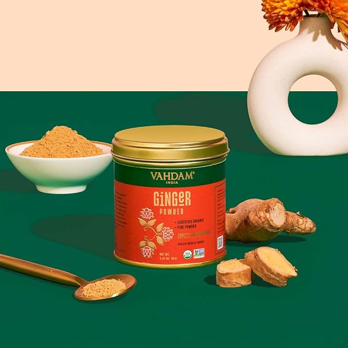 VAHDAM, Organic Ginger Powder (2.47oz) 100% Raw Ground Ginger Root Powder from India | Active Gingerol - Non GMO, Gluten Free | Direct from Source