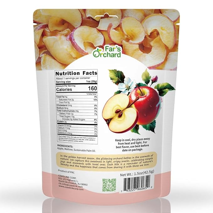 Far's Orchard Apple?츮hips ??4?츿ack (1.5?칚z Resealable Bags), Crunchy Dried Fruit Snack, Vegan, Non?멒MO, No Additives