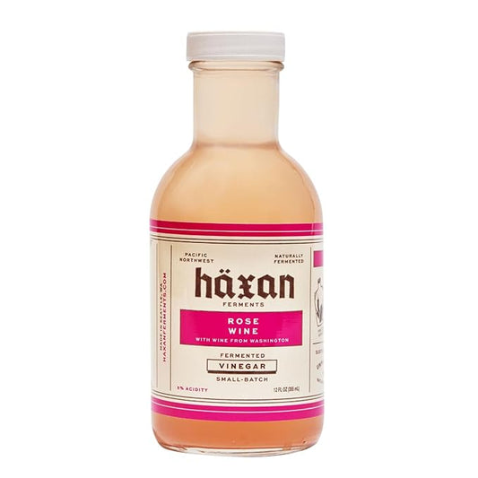 Haxan Ferments Ros챕 Wine Vinegar - 5% Acidity, Unpasteurized & Traditionally Fermented | Made from Washington Grenache Grapes | Perfect for Shrubs, Berry Preservation & Arugula Salads with Goat Cheese
