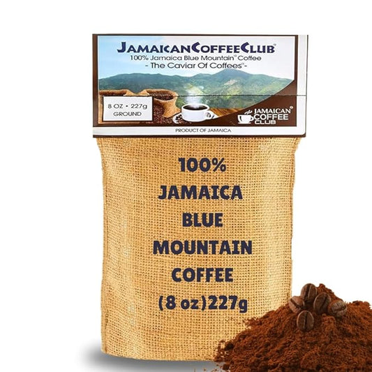 JamaicanCoffeeClub 100% Jamaican Blue Mountain Coffee Ground ??RG 8oz Fresh Roasted Beans, Smooth Bold Flavor, Premium Coffee from Jamaica, Medium Grind ??Rich Taste Gourmet Blend