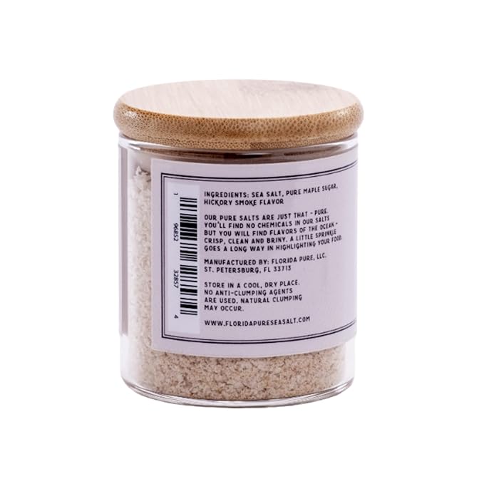 FLORIDA PURE Maple Bacon Sea Salt - Smoky Bacon Salt, 80+ Mineral Sea Salt Unrefined, Non Iodized, Natural Sea Salt for Baking, Cooking, Cocktail Rims Vegan Friendly Flaky Sea Salt (1.75 oz Jar)