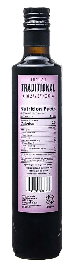Traditional Balsamic Vinegar - Gourmet Barrel Aged Balsamic Vinegar - Great for Dressing Dipping Glazing - No Artificial Flavors or Added Sugar - Made in Texas (16.9 oz, 2 Pack)