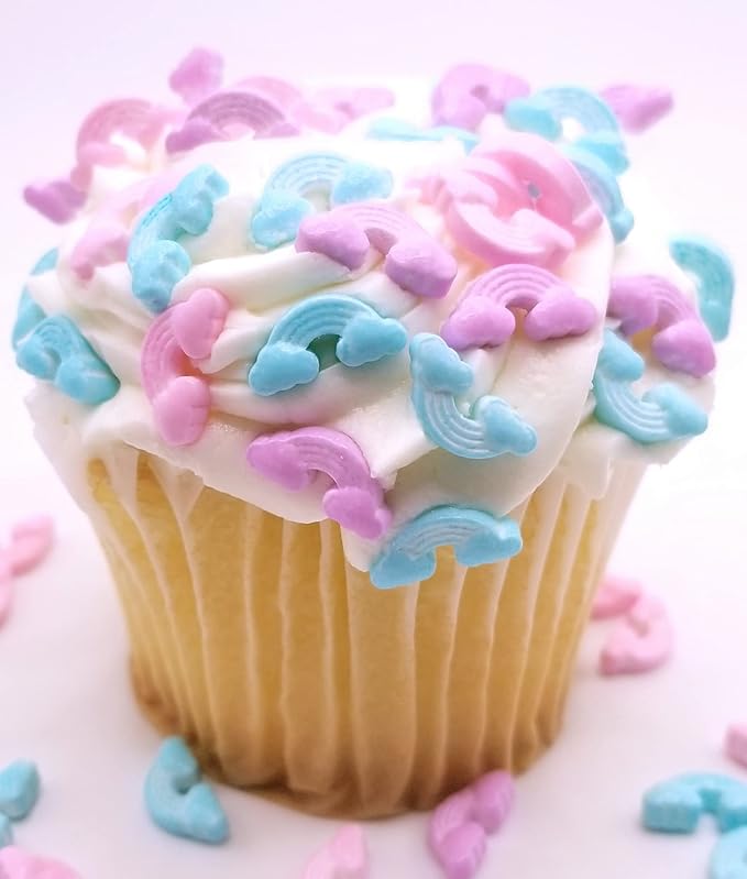 NCS Pink, Purple, and Blue Rainbow with Clouds Edible Candy Sprinkles, 8 ounces - Great for Cupcakes, Cookies, Cakes, Cakes Pops, Donuts