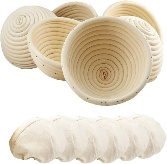 5 inches Round Banneton Basket for Bread Proofing, Dough Proofing Bowls with Removable Liner, Good for Home Sourdough Bakers Baking, 6 Pack