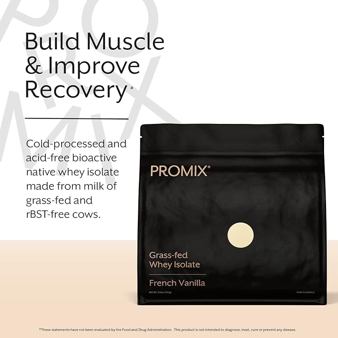 ProMix Nutrition Whey Protein Isolate Powder, Vanilla - Grass-Fed - 짯Post Workout Fitness & Nutrition Shakes, Smoothies, Baking & Cooking Recipes - Gluten-Free & Keto-Friendly - 2.5 Pound (Pack of 1)