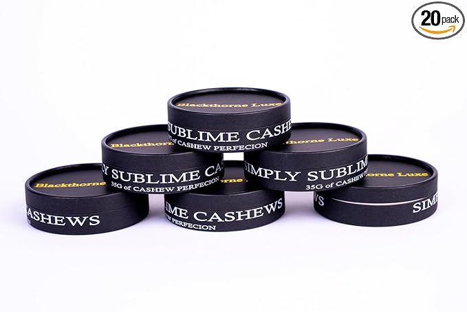 Simply Sublime Cashews, Roasted Lightly Salted ??20 x 1.2oz Single Servings ??Jumbo, Hand Sorted & Flame Roasted with Himalayan Pink Salt ??Gourmet Snack for Bourbon, Tequila, Champagne - 24oz