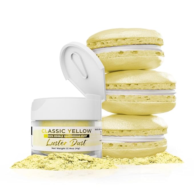 Luster Dust - Classic Yellow (4g 1x Jar) | Edible Vegan Dust & Paint for Cake Decorating, Ice Cream, Desserts, Cocktails and Beverages by Bakell