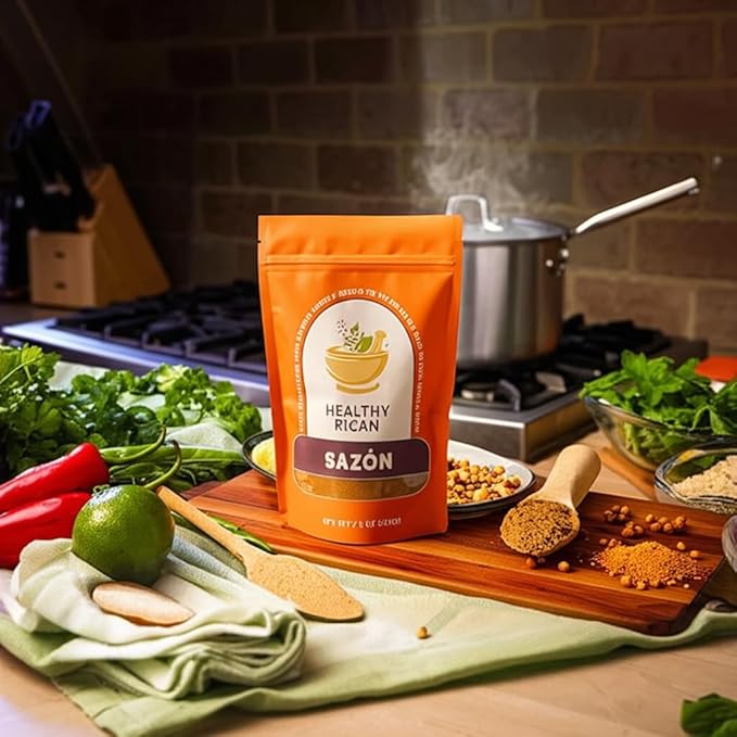 Healthy Rican Sazon Seasoning 7.6 oz Large Pouch Puerto Rican Latin Spice Blend No Red 40 Gluten Free Keto Whole30 Approved No MSG Preservatives Artificial Flavors Non GMO Low Sodium (Sazon Large)