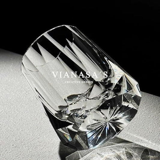 suigetsu Hand Cut Crystal Whisky Glass 320ml Edo style Whiskey Glasses -Cocktail-Vodka-Beer Drinkingware Glasses IN GIFT CARTON (Clear)