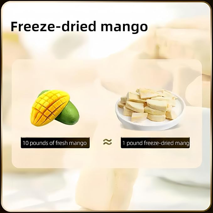 Freeze Dried Mango Chunks, Dried Mango, crispy fruit mango，mango dried fruit，Unsweetened, Crispy Tropical Fruit Snacks, Delicate Jar, 6.1 oz/175g