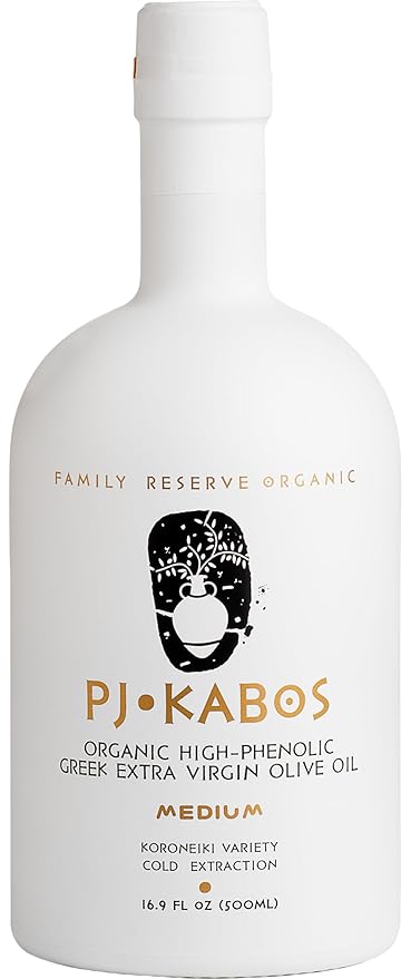 P.J. KABOS 2025 Gold Award Winner, High Phenolic (500+ mg/kg), USDA Organic Greek Extra Virgin Olive Oil, Kosher, Greece, Cold Extracted, 16.9oz, ?쏤amily Reserve Organic - Medium??,<div>