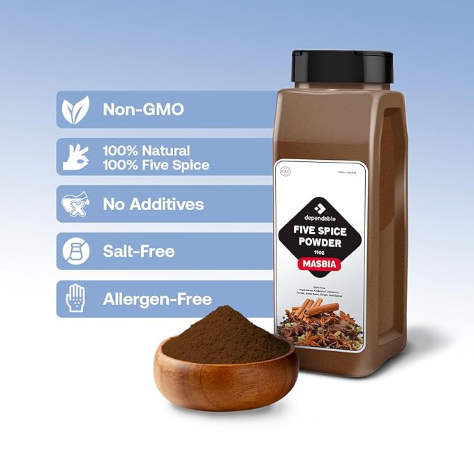 Dependable Food Chinese Five Spice Blend - 11 oz. Resealable Pouch - Natural, Non-GMO, Allergen-Free, No Additives, Kosher – Asian Spice Mix Seasoning