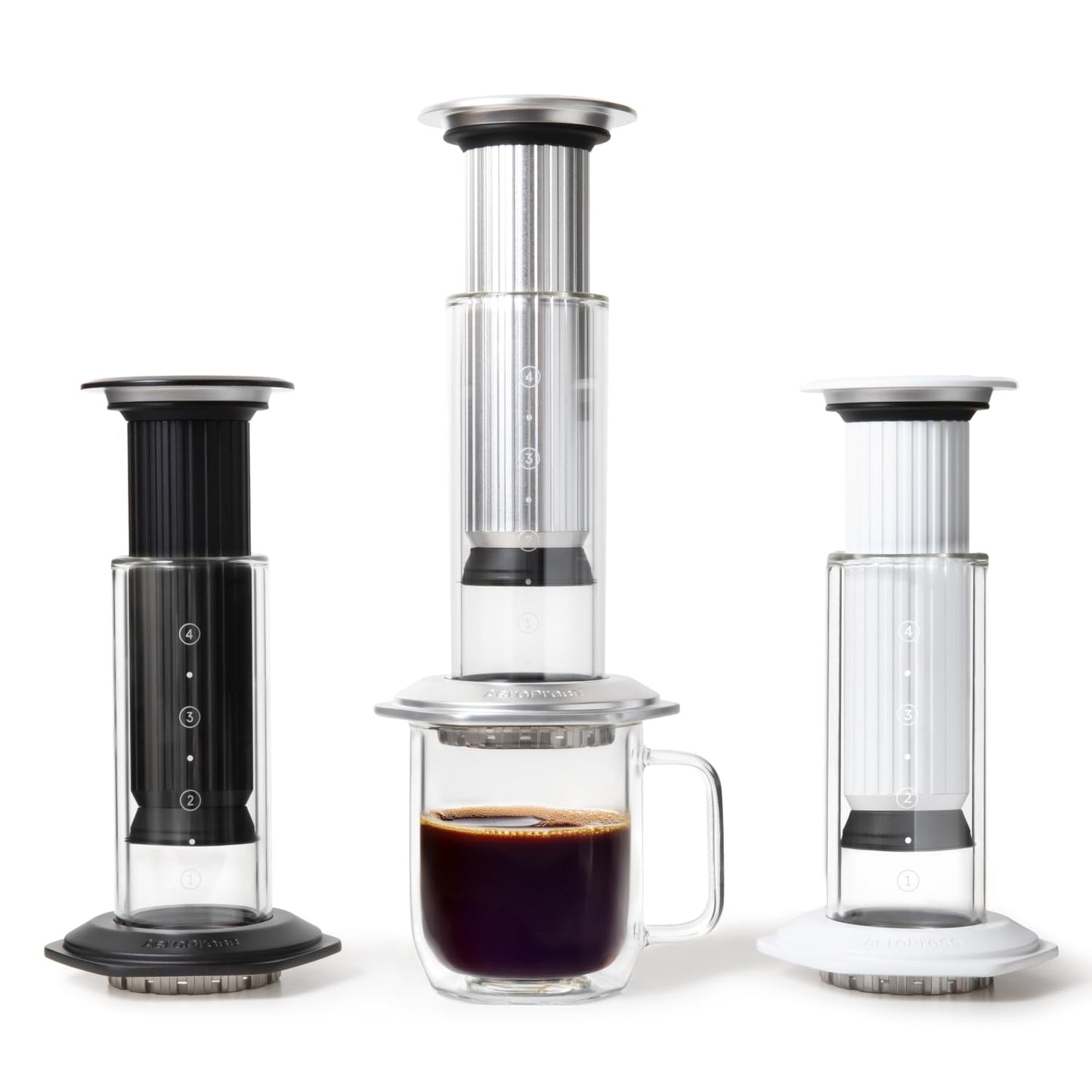 AeroPress Premium Coffee Press, Glass, Stainless Steel & Aluminum, Silver