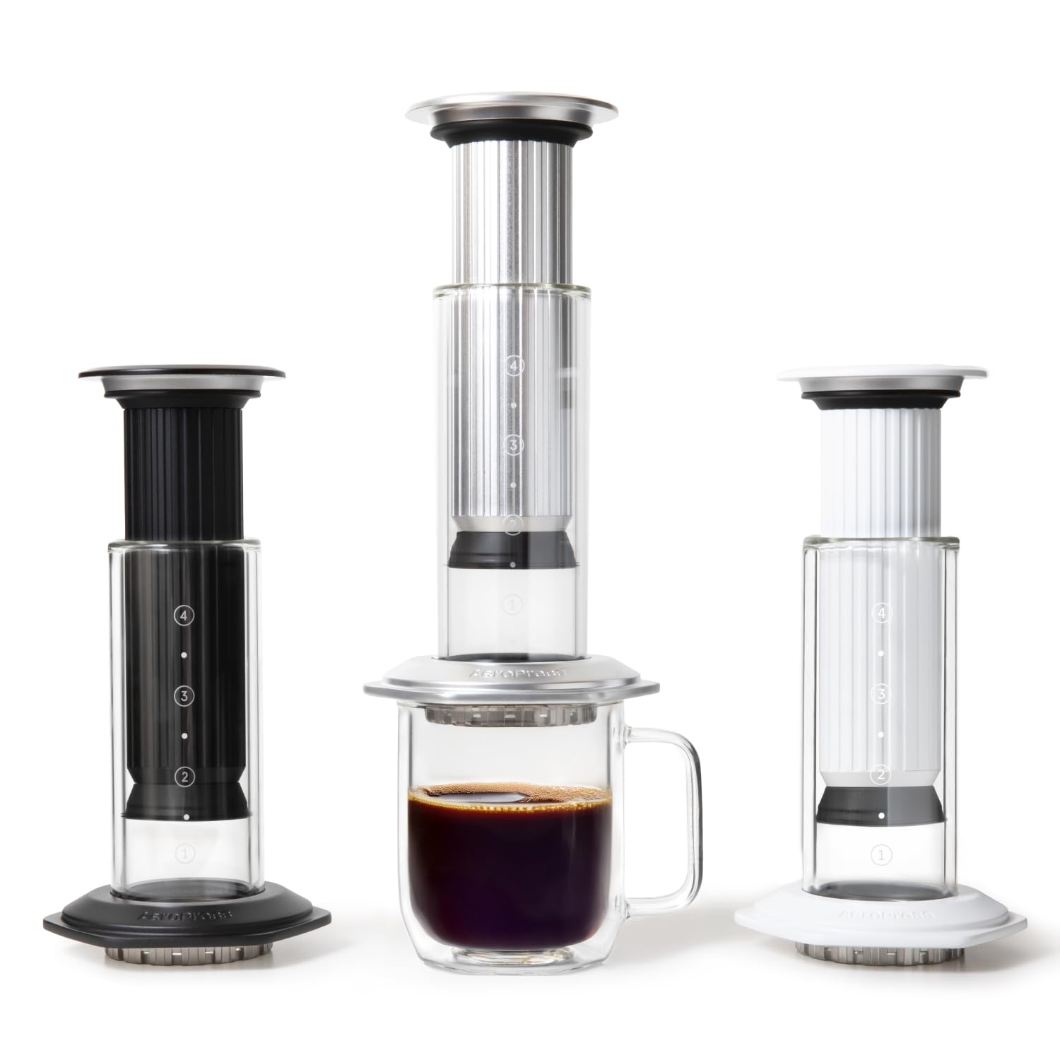 AeroPress Premium Coffee Press, Glass, Stainless Steel & Aluminum, Silver
