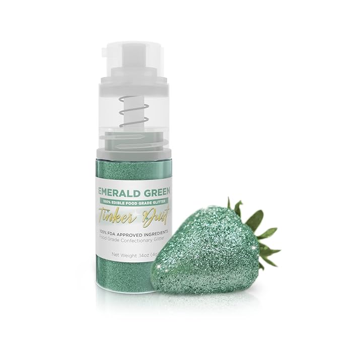Bakell - Emerald Green Tinker Dust (4g, 1x Mini Spray Pump) Edible Glitter for Food, Desserts, and Beverages!