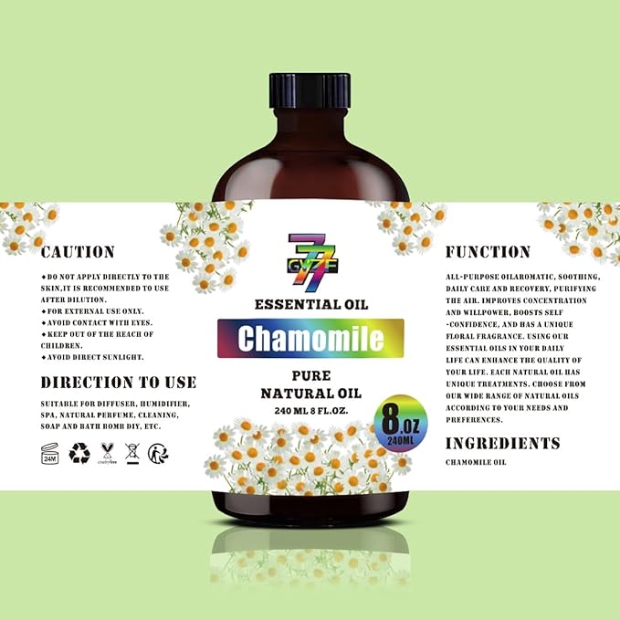 Chamomile Essential Oil (8 oz / 240 ml) ??Chamomile Oils for diffusers, humidifiers, Home Baths, Cleaning Products, Yoga, DIY Soaps and DIY Scented Candles