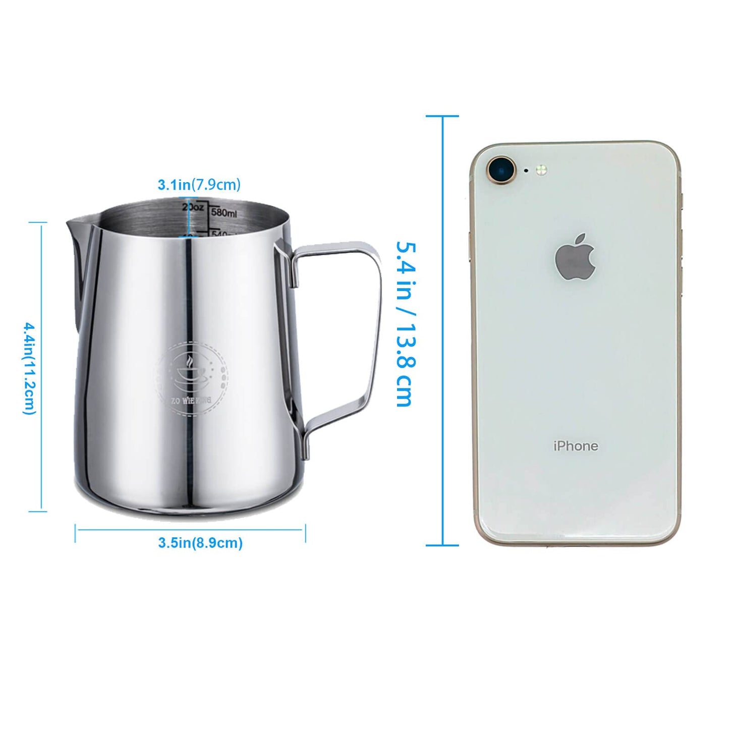 20oz Milk Frothing Pitcher, Stainless Steel Espresso Steamer Frother Cup