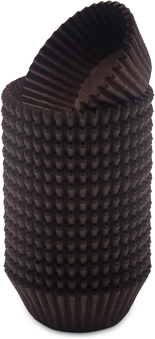 Greaseproof Mini Cupcake Liners, Premium Paper Baking Cups for Party Celebration,(Brown, 300-count)