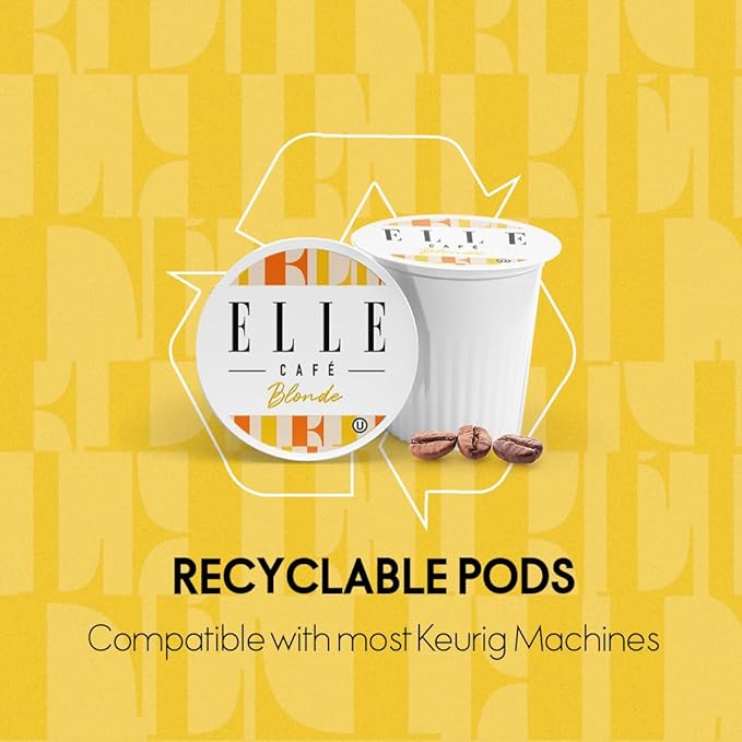 ELLE Café© Blonde Roast K-Cup Pods - 24 Count - 100% Arabica Coffee, Flavor Light Roast - Single-Serve Coffee Pods