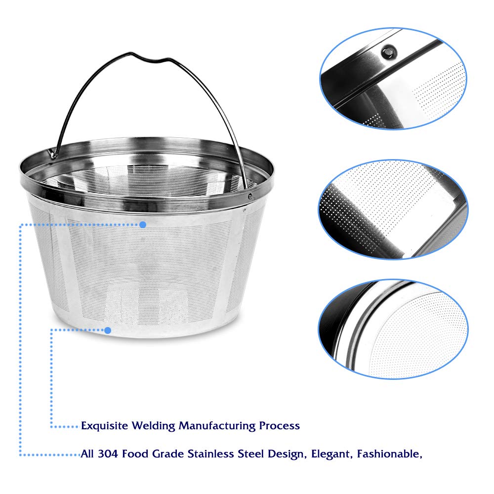 Reusable Stainless Steel Coffee Filter, Fits Mr Coffee 8-12 Cup