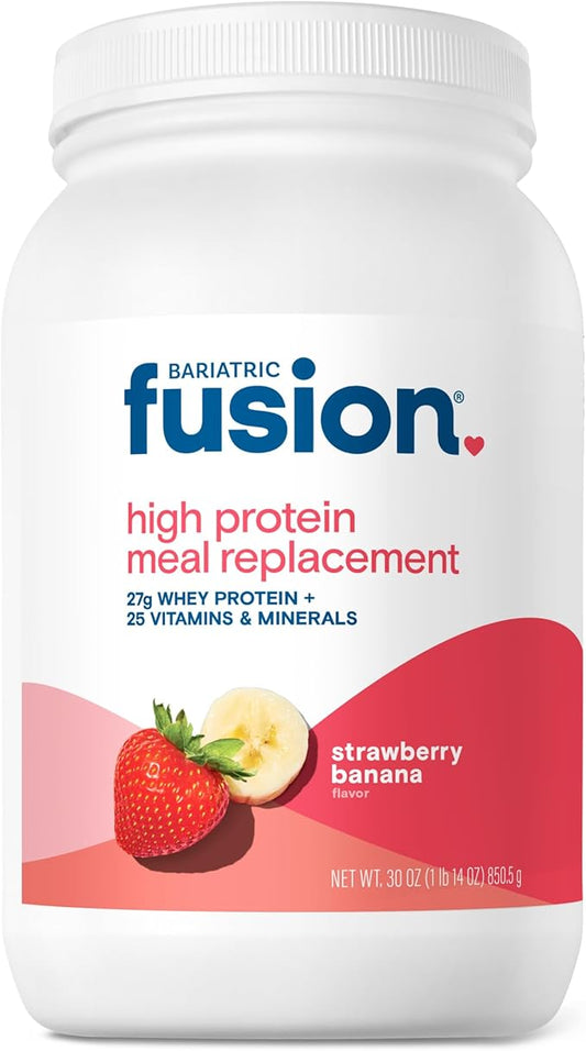 Bariatric Fusion Strawberry Banana Meal Replacement 27g Protein Powder, 21 Serving Tub for Bariatric Surgery Patients Including Gastric Bypass and Sleeve Gastrectomy - No Gluten, Aspartame or Sugar