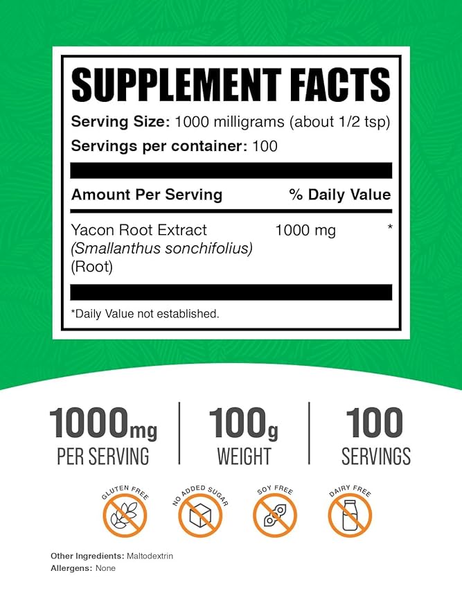 BulkSupplements.com Yacon Root Extract Powder - Natural Sweetener, Yacon Root Powder - Traditional