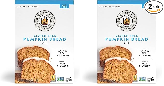 King Arthur, Gluten Free Pumpkin Bread + Muffin Mix, Gluten-Free, Non-GMO Project Verified, Certified Kosher, 12 Ounces (Pack of 2)