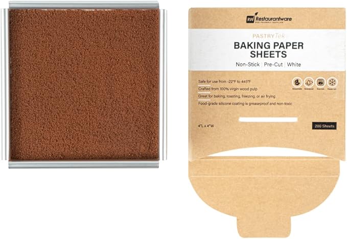 Restaurantware Pastry Tek 4 x 4 Inch Parchment Paper Sheets 200 Greaseproof Baking Sheets For Oven - Pre-cut Double-Sided Silicone Coating White Paper Nonstick Baking Sheets Reusable