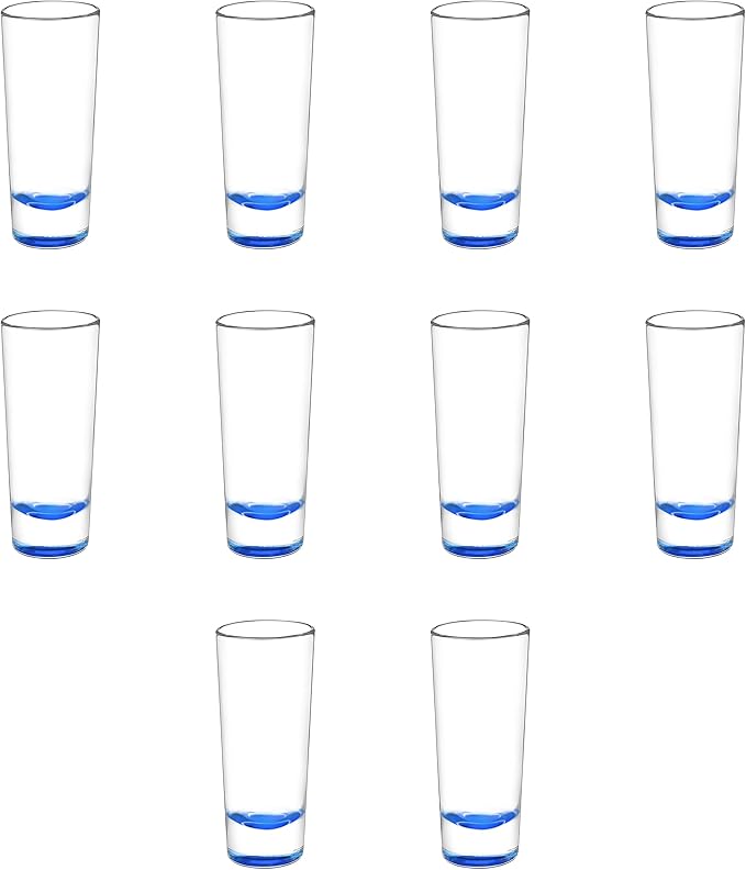 DISCOUNT PROMOS Cordial Shooter Shot Glasses 2 oz. Set of 10, Bulk Pack - Great for Birthdays, Parties, Indoor & Outdoor Events - Blue
