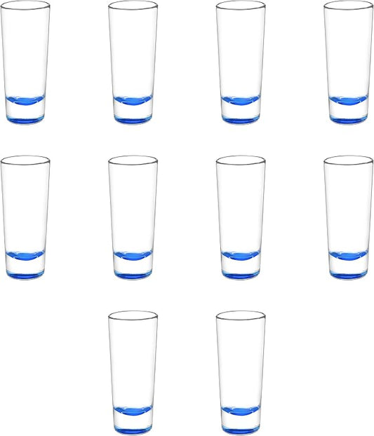 DISCOUNT PROMOS Cordial Shooter Shot Glasses 2 oz. Set of 10, Bulk Pack - Great for Birthdays, Parties, Indoor & Outdoor Events - Blue