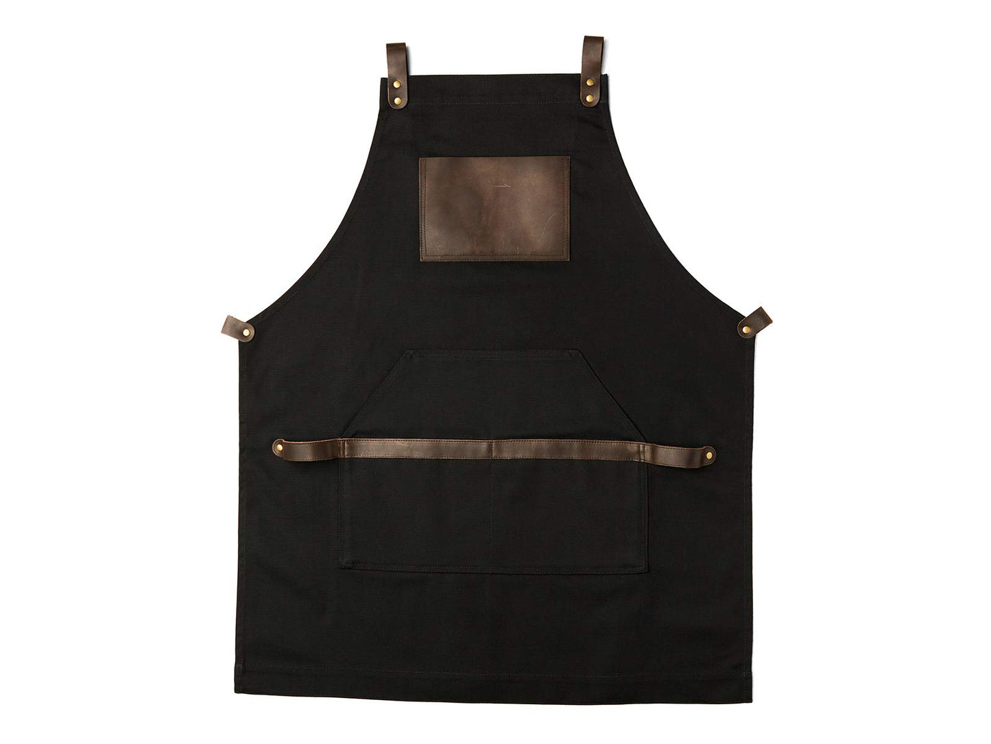 Black Apron in Canvas and Leather for Chef Work Bartender Barista Barber Shop Grill Master olpr.