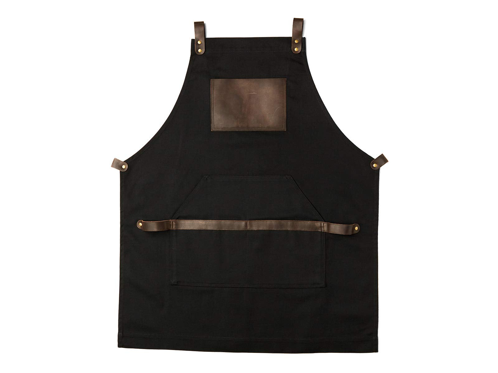 Black Apron in Canvas and Leather for Chef Work Bartender Barista Barber Shop Grill Master olpr.